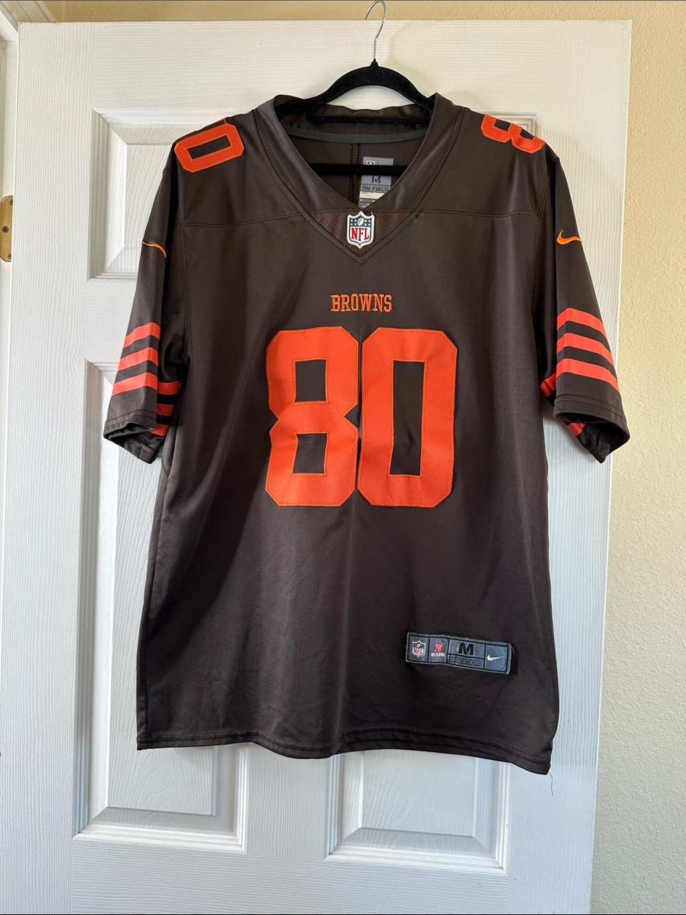 Nike Brown & Orange #80 Cleveland Browns Men's Football Jersey